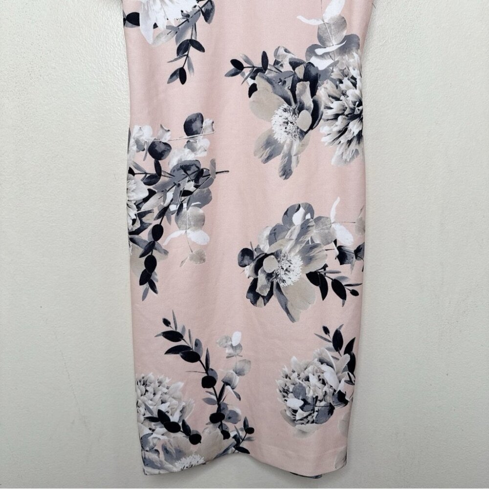 Calvin Klein Womens 2 Floral Ruffle Sleeve Sheath Dress Pink Color - Picture 7 of 12